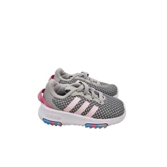 adidas Baby Racer TR 2.0 Running‎ Shoe in Gray/Pink - Size 4K - Picture 2 of 8